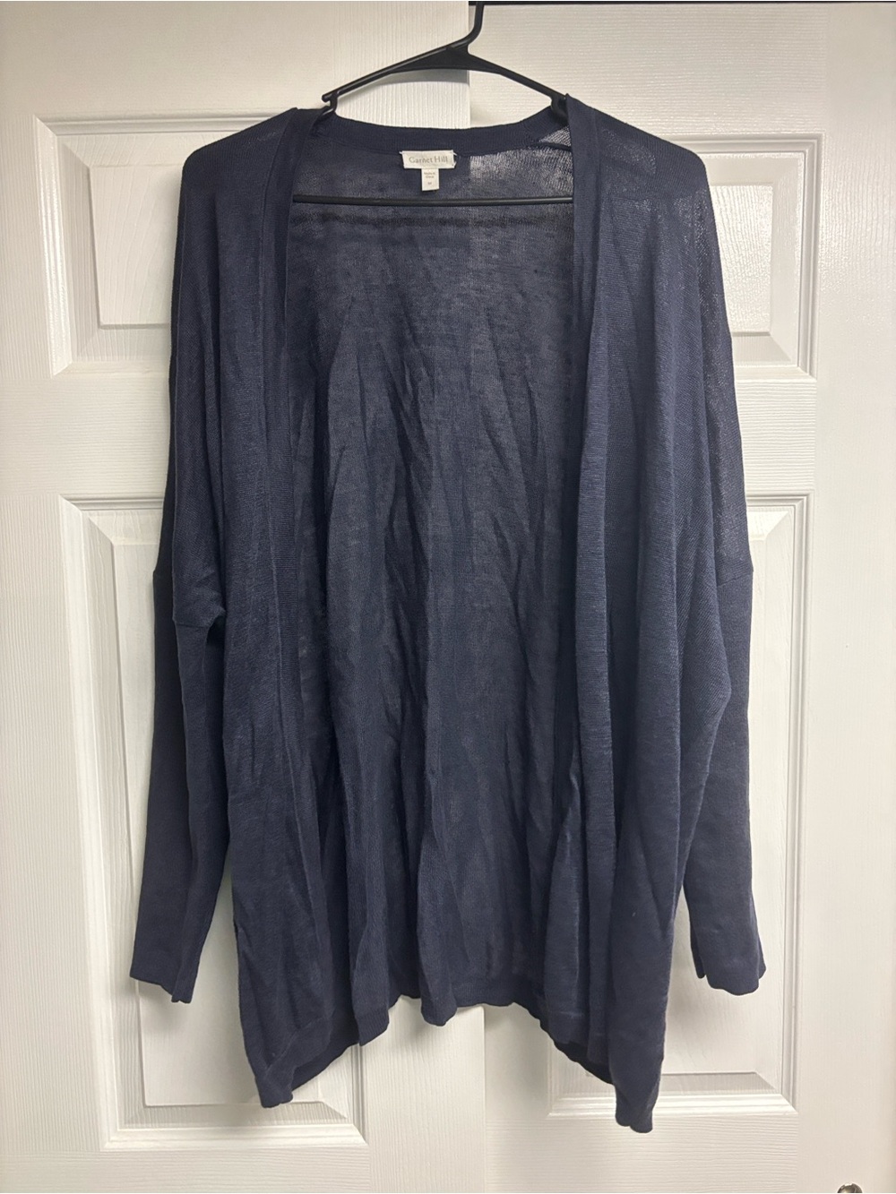 Garnet Hill 100% Linen Blue Cardigan Medium